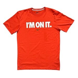 Rare Nike Im On It Dri Fit Athletic Workout Training Mens Orange Shirt Size M